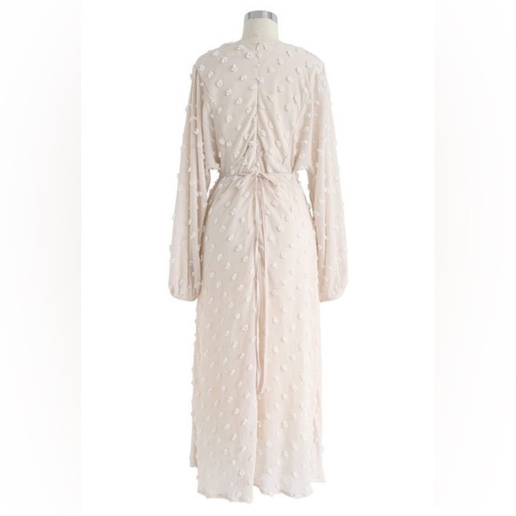 CHICWISH Blogger Favorite Cotton Candy Cream Sheer Long Sleeve Midi Dress S - Picture 5 of 14